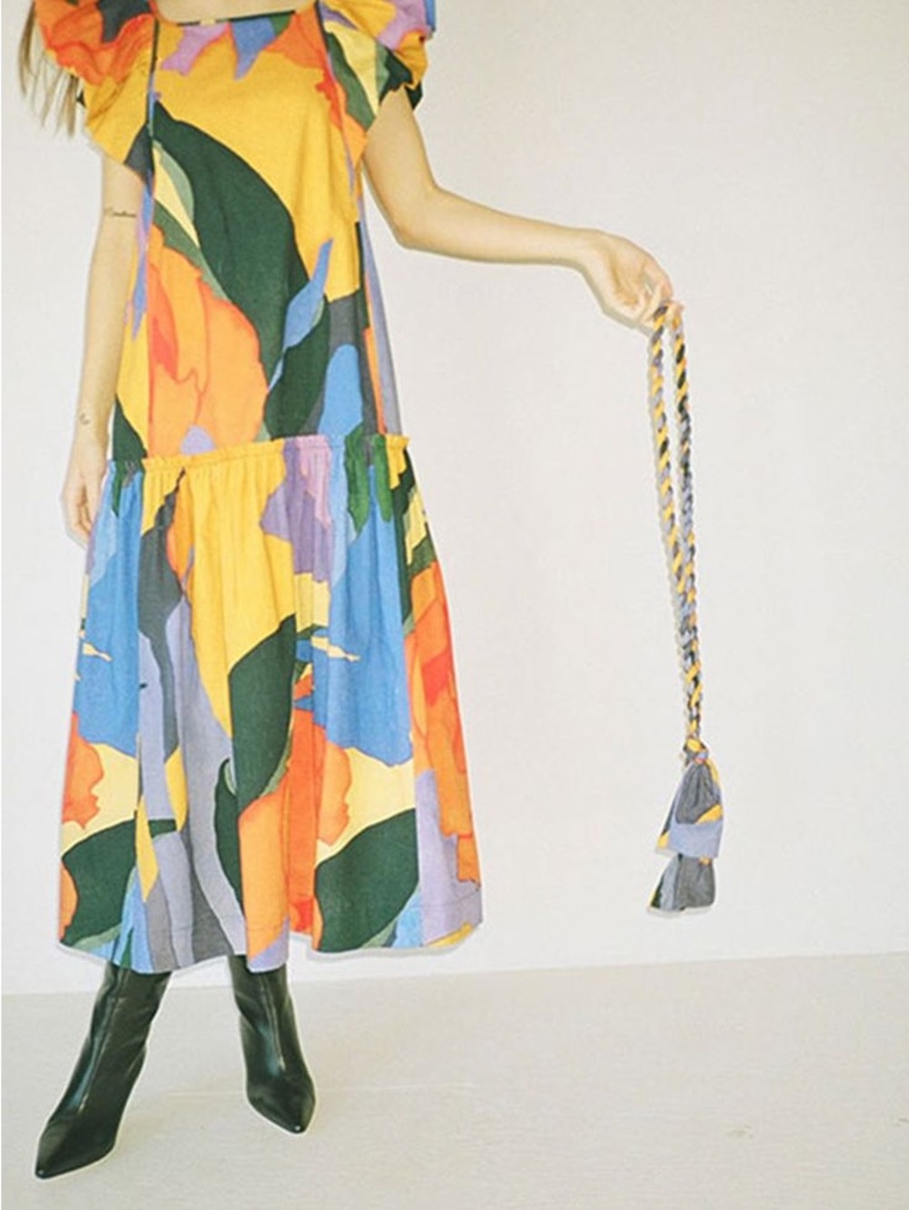 Mara Hoffman Bold Colorblock Flutter-Sleeve Maxi Dress in Yellow, Blue & Orange - Picture 8 of 15